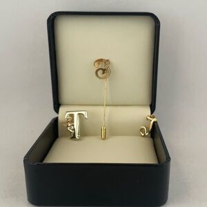 3 Vintage T Pins Initial Jewelry Gold Tone